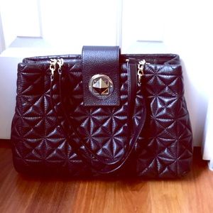 Kate Spade Black Leather Quilt Bag